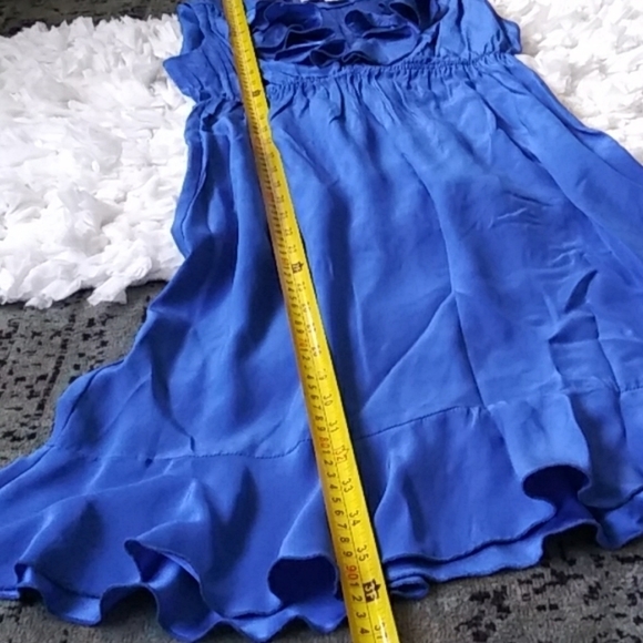 Amanda Uprichard Royal Blue Midi Dress ruffles 100% silk classic party size Smal - Picture 8 of 8